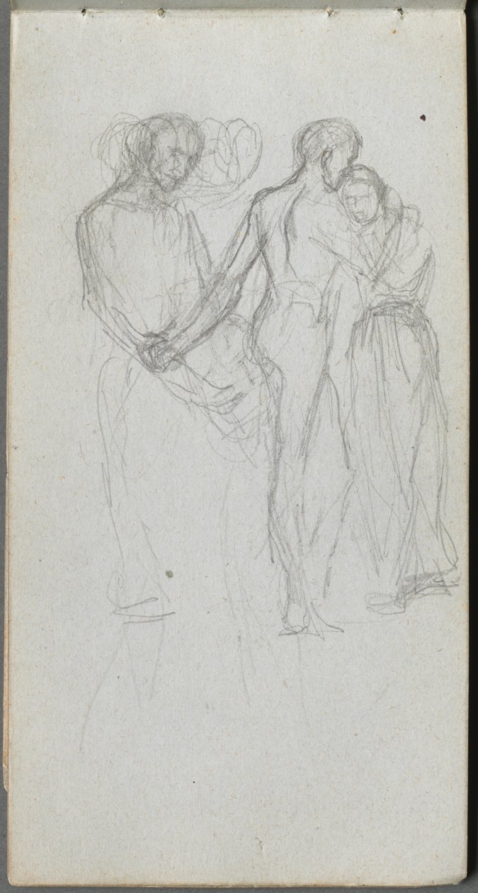 Skissbok, sidan 10: Figurer som omfamnar av Ernest Meissonier