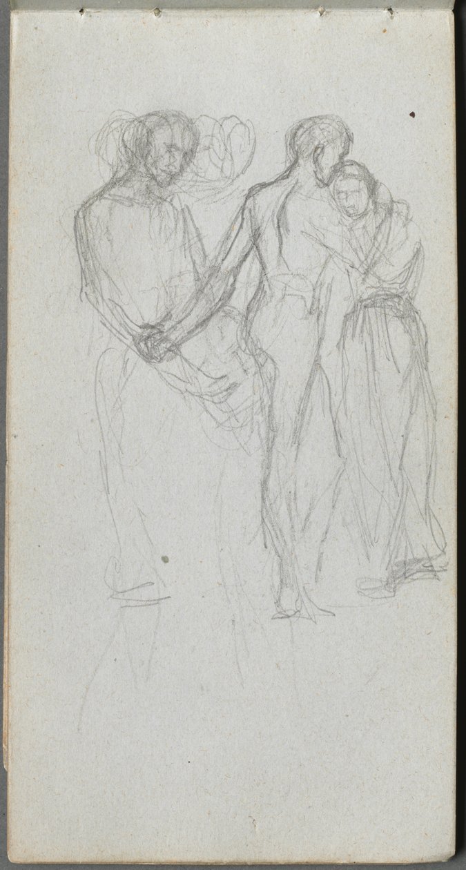 Skissbok, sidan 10: Figurer som omfamnar. av Jean Louis Ernest Meissonier