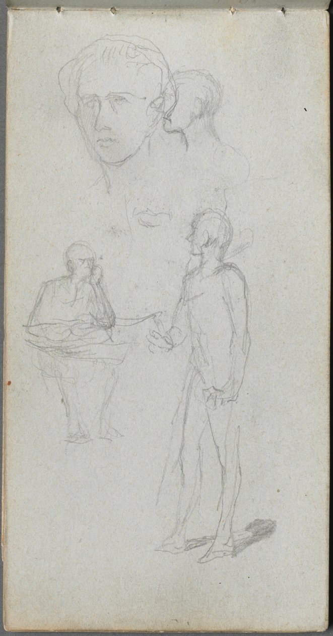 Skissbok, sidan 12: Flera figurer av Ernest Meissonier
