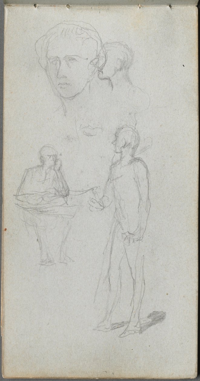 Skissbok, sidan 12: Flera figurer. av Jean Louis Ernest Meissonier