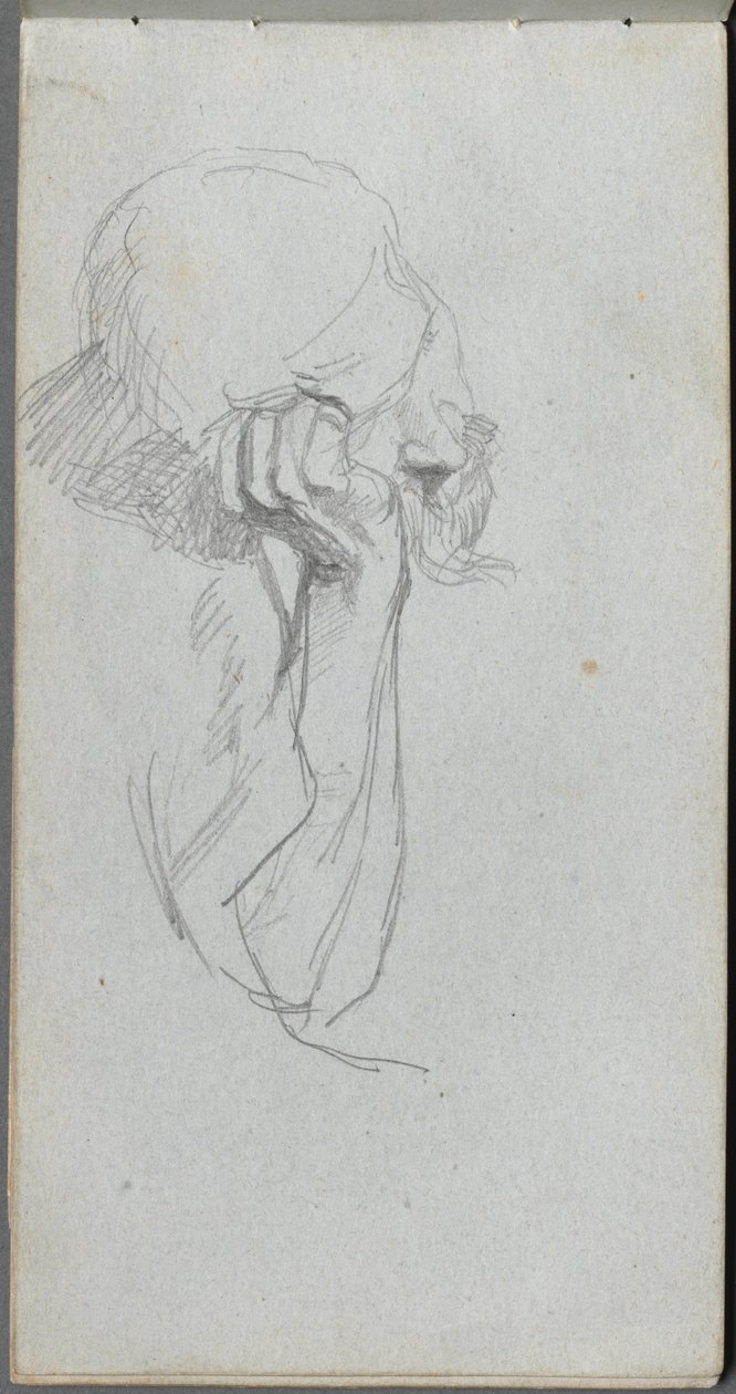 Skissbok, sid 16: Melankolisk figur . av Jean Louis Ernest Meissonier