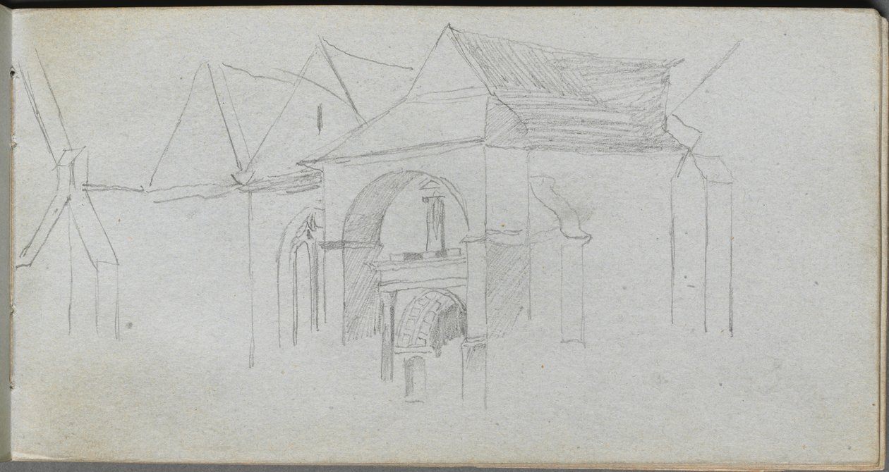 Skissbok, sid 22: Arkitekturstudie. av Jean Louis Ernest Meissonier