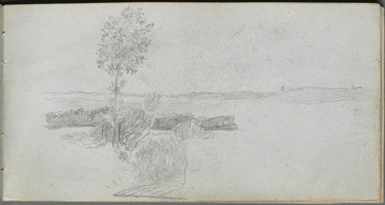 Skissbok, sid 28: Landskapsstudie av Ernest Meissonier