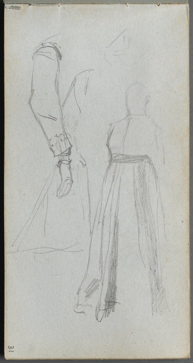 Skissbok, sidan 31: Studier av figurer av Ernest Meissonier