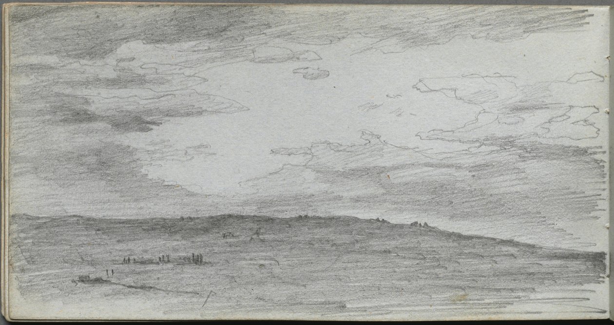 Skissbok, sidan 34: Landskapsstudie av Ernest Meissonier
