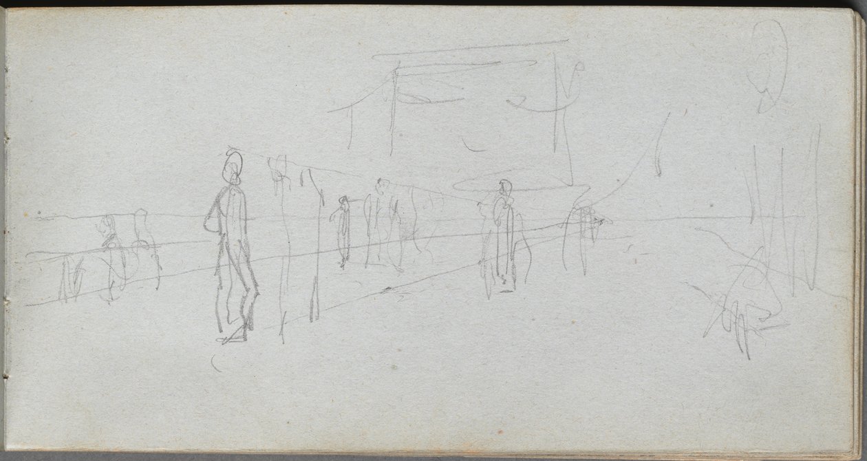 Skissbok, sid 40: Perspektivstudie. av Jean Louis Ernest Meissonier