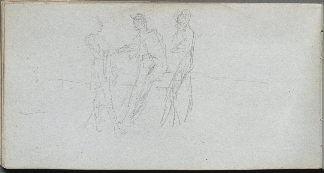Skissbok, sidan 42: Tre figurer av Ernest Meissonier
