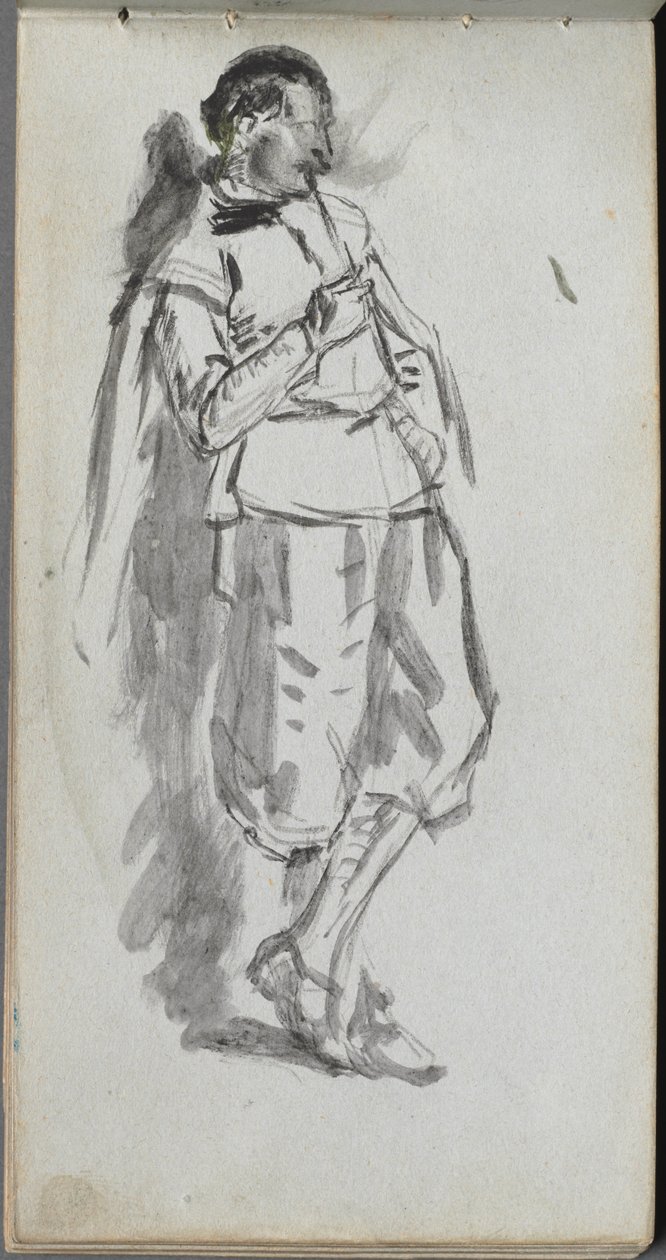 Skissbok, sid 46: Stående mansfigur av Ernest Meissonier