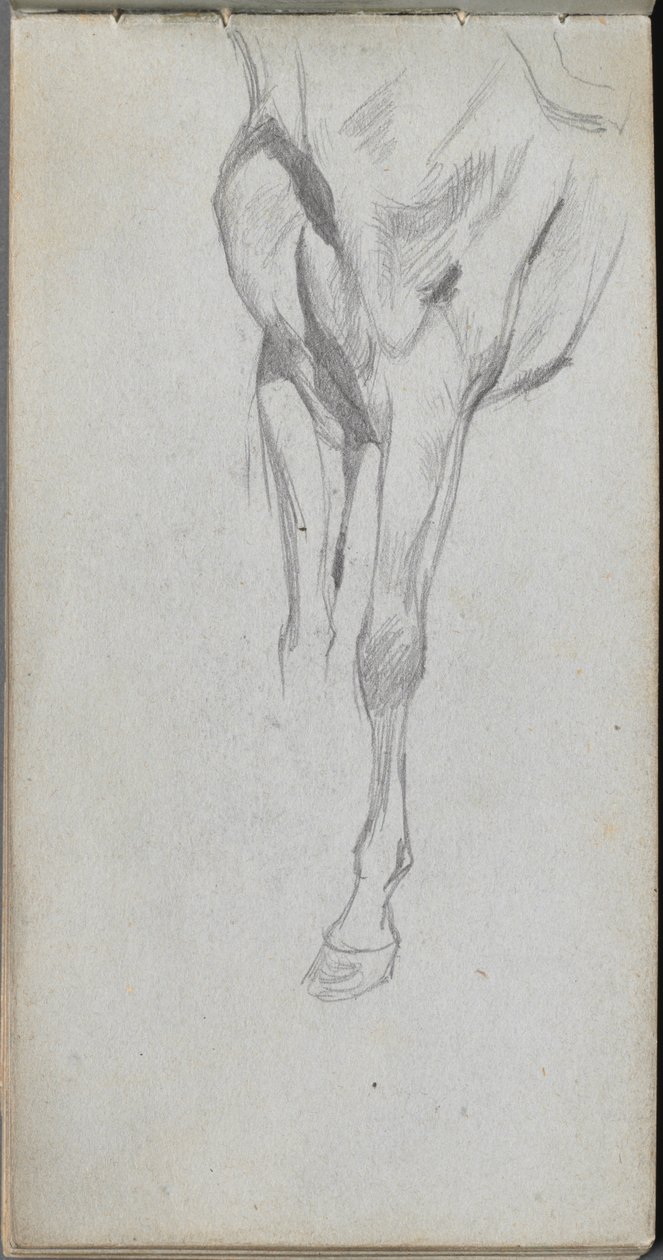 Skissbok, sidan 48: Studie av en häst. av Jean Louis Ernest Meissonier