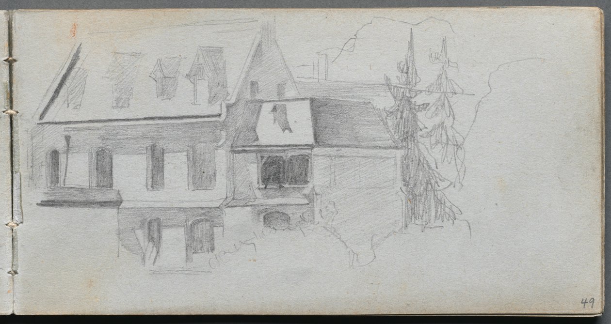 Skissbok, sid 49: Arkitekturstudie av Ernest Meissonier