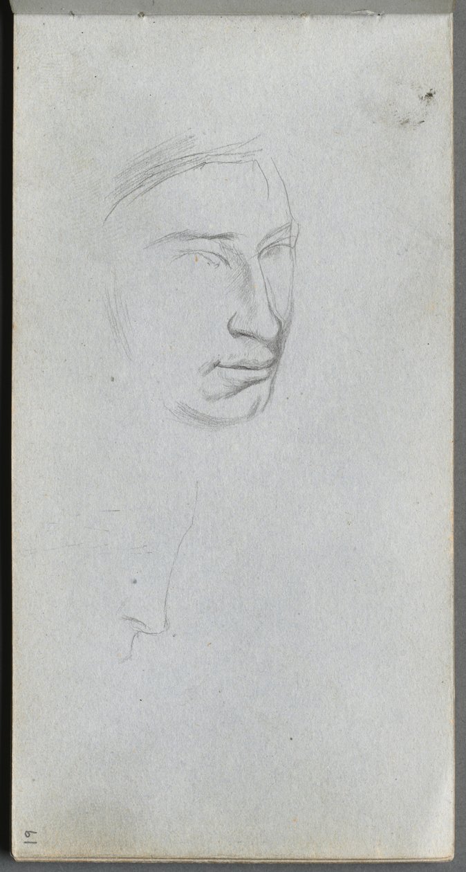 Skissbok, sidan 61: Ansikte, 34 se profil. av Jean Louis Ernest Meissonier