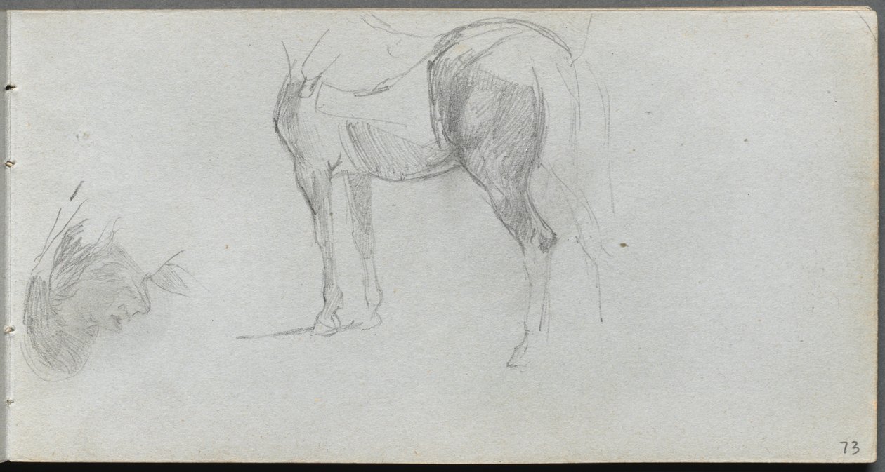 Skissbok, sid 73: Studie av en häst, profil. av Jean Louis Ernest Meissonier