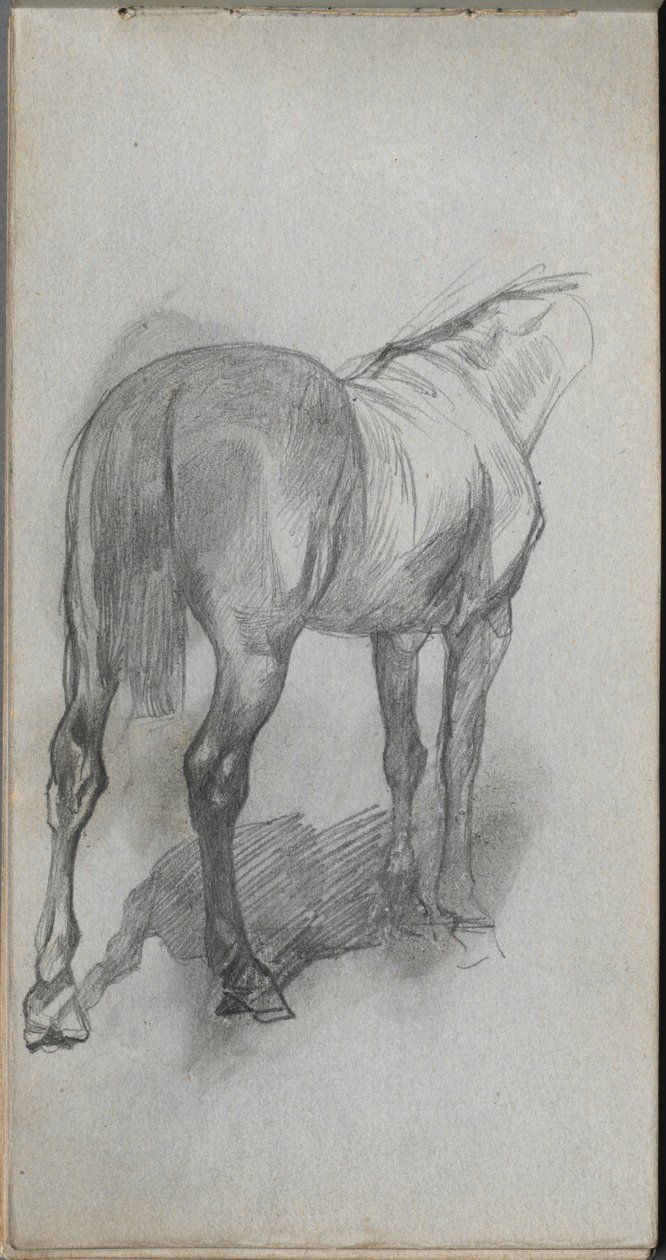 Skissbok, sidan 76: Studie av en häst. av Jean Louis Ernest Meissonier