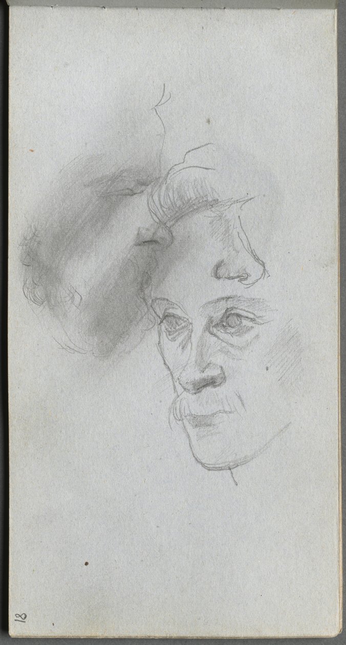 Skissbok, sid 81: Study of Faces av Ernest Meissonier