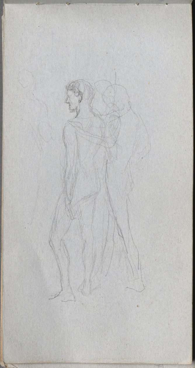 Skissbok, sidan 92: Två nakenbilder. av Jean Louis Ernest Meissonier