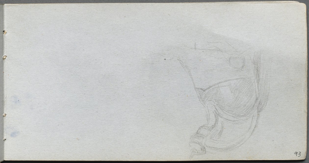 Skissbok, sidan 93: Studie av en sadel. av Jean Louis Ernest Meissonier