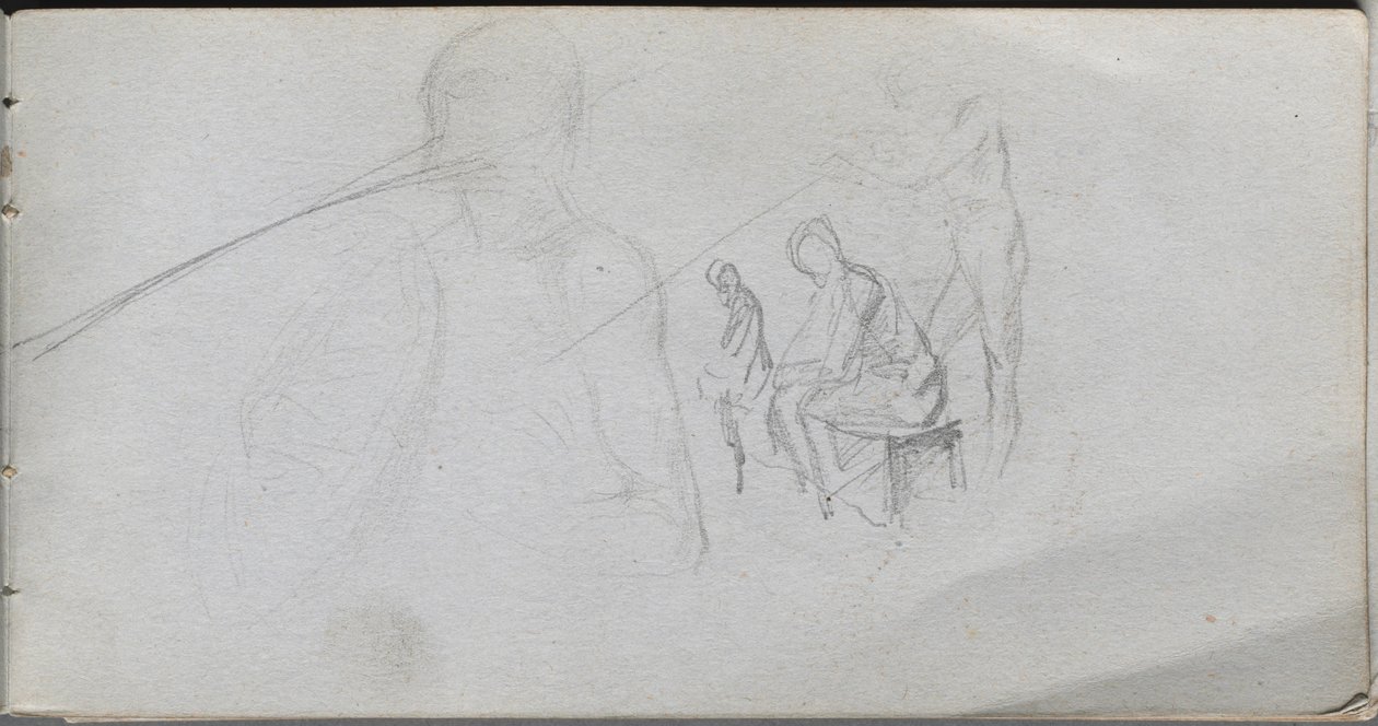 Skissbok, sidan 98: Studier av figurer av Ernest Meissonier