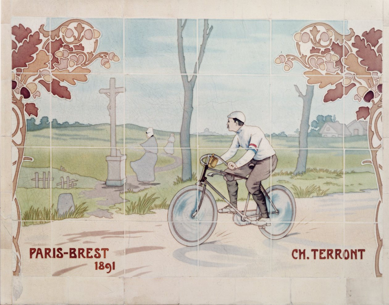 Charles Terront tävlar i det första långdistanscykelloppet någonsin 1891, mellan Paris och Brest av Ernest Montaut