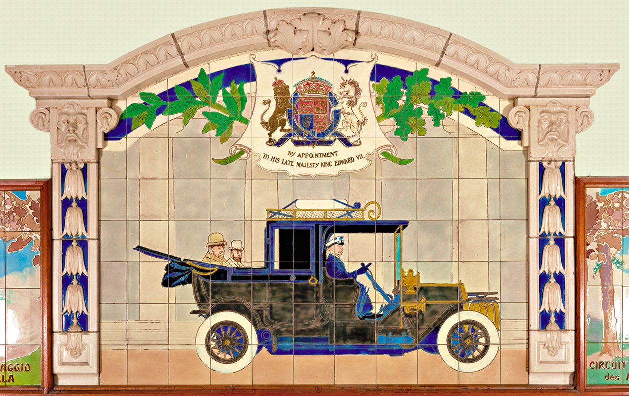 Kung Edward VII och prinsen av Wales i en bil av märket Sedanca de Ville (keramik) av Ernest Montaut