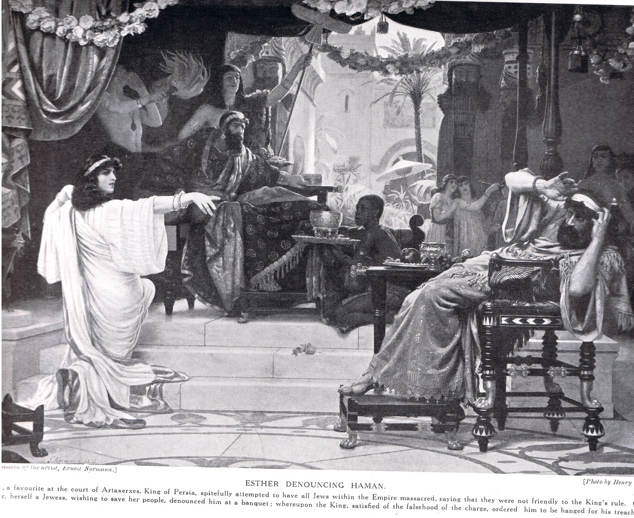 Esther fördömer Haman, illustration från 