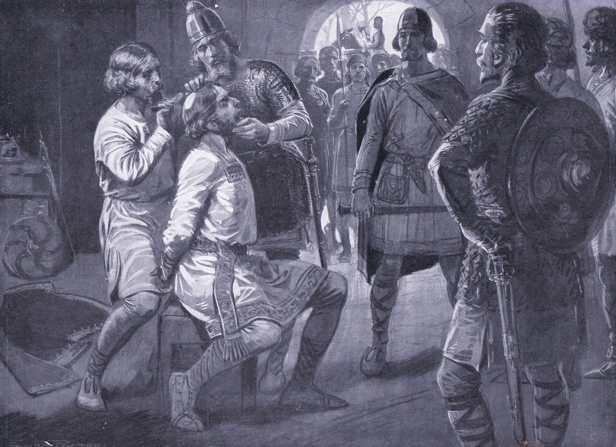 Ceolwulf, kung av Northumbria, med tvångsklippning AD731 av Ernest Prater