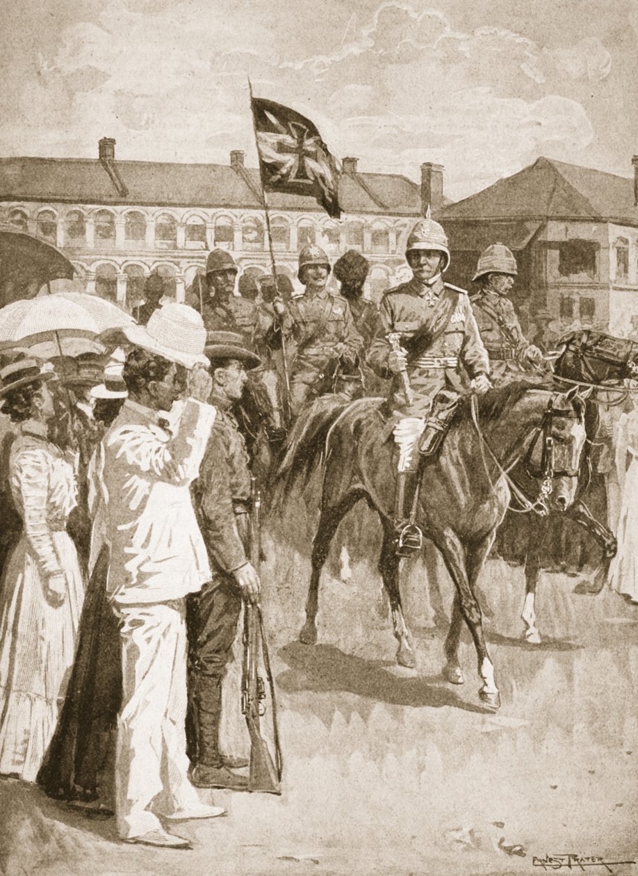 Ledaren för de allierade, illustration från Battles of the Nineteenth Century: Vol. VII, Det kinesiska kriget 1900-1901 av Archibald Forbes, G.A. Henty och major Arthur Griffiths av Ernest Prater
