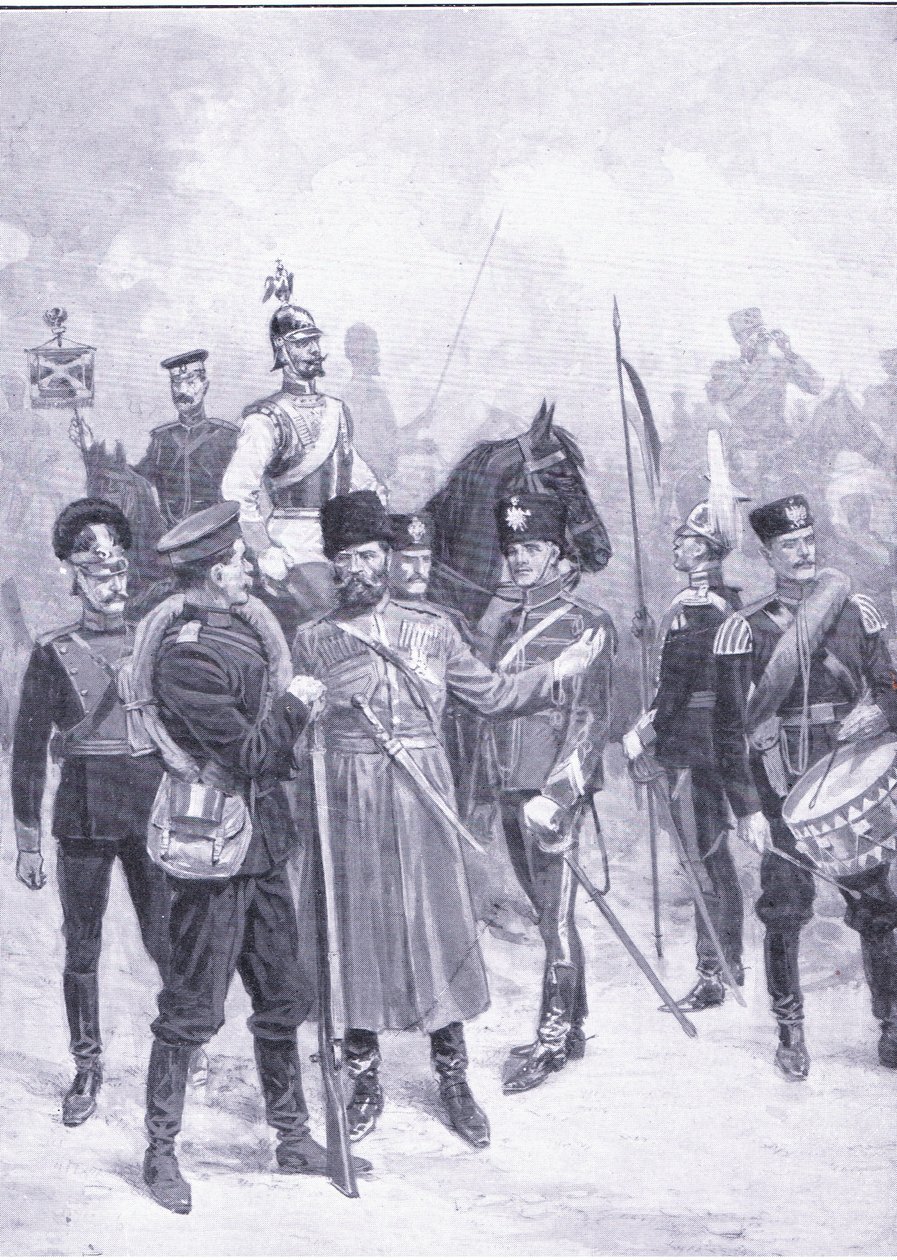 Typer av ryska soldater, illustration från Cassells History of the Russian-Japanese War Vol 1, c.1900 av Ernest Prater