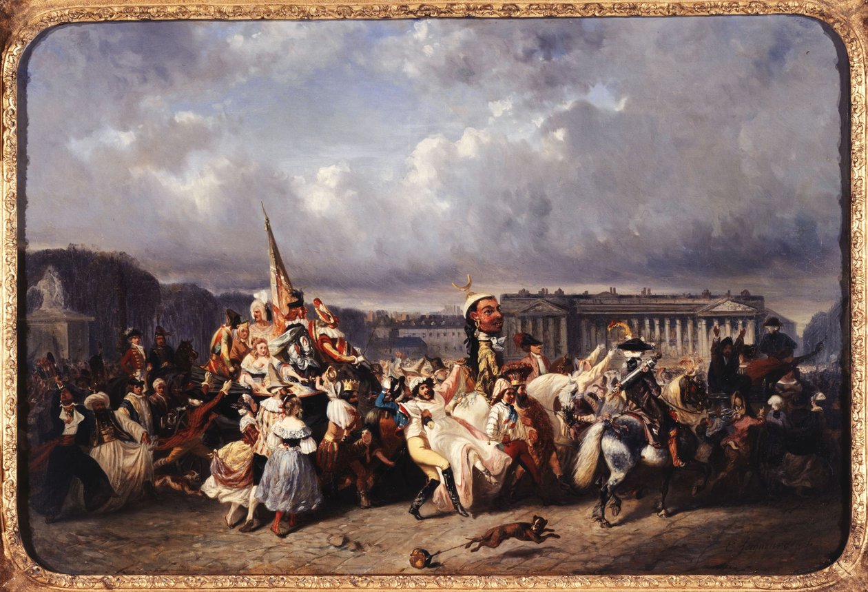 Carnaval place de la Concorde, nuvarande 8:e arrondissementet, mellan 1840 och 1845 (olja på duk) av Ernest Seigneurgens