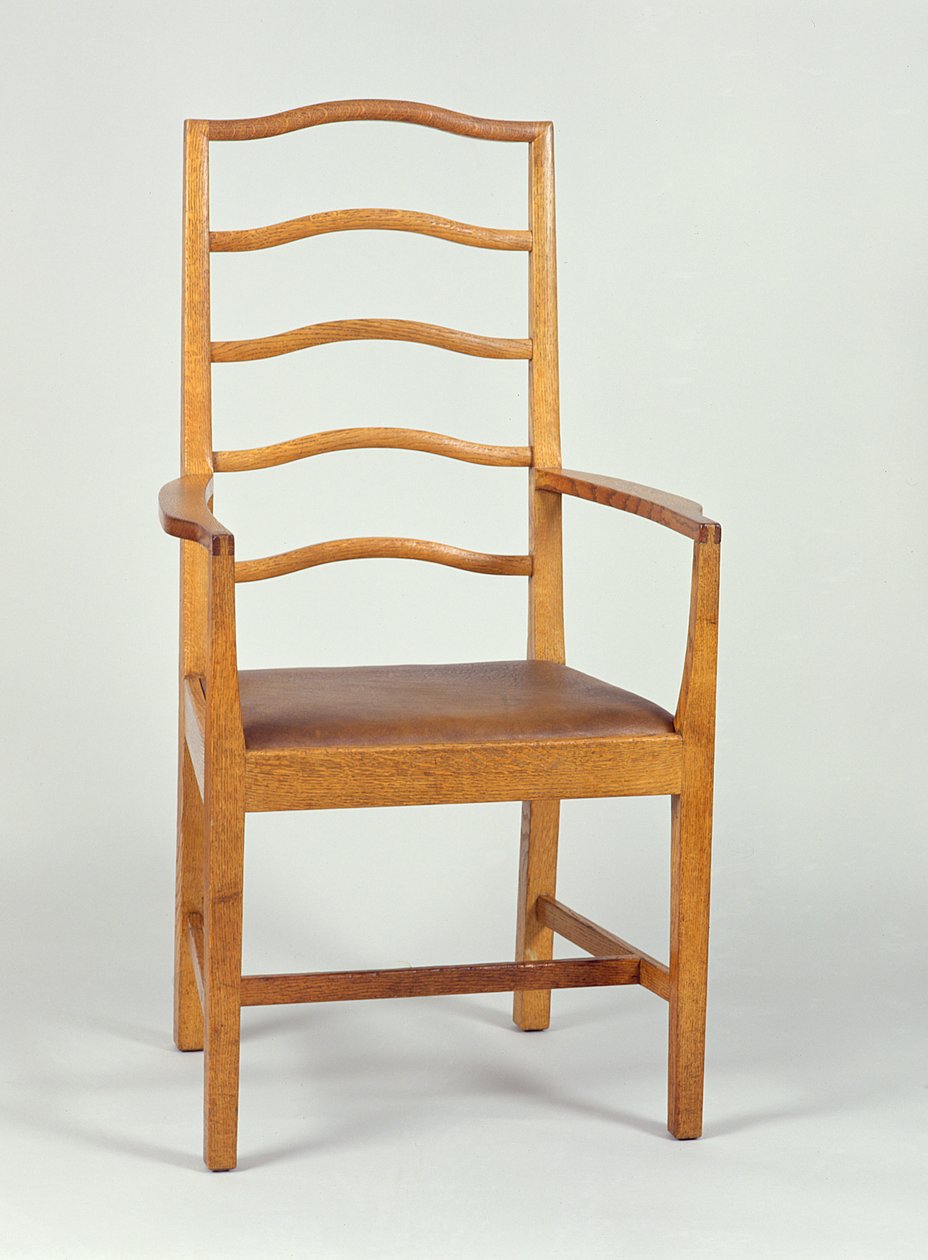 Fåtölj, designad 1903, tillverkad i Peter Waals verkstad, 1923 (ek) av Ernest William Gimson