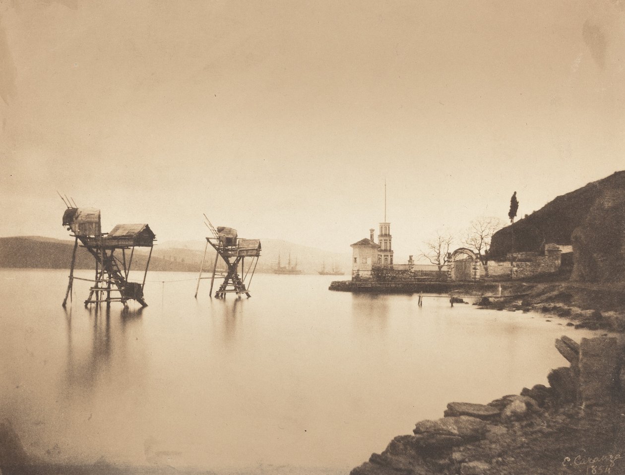Pecheries vid Kiretch-Bournou Bosphore, Europa Fiske vid Kiretch-Bournou..., 1854. av Ernest de Caranza