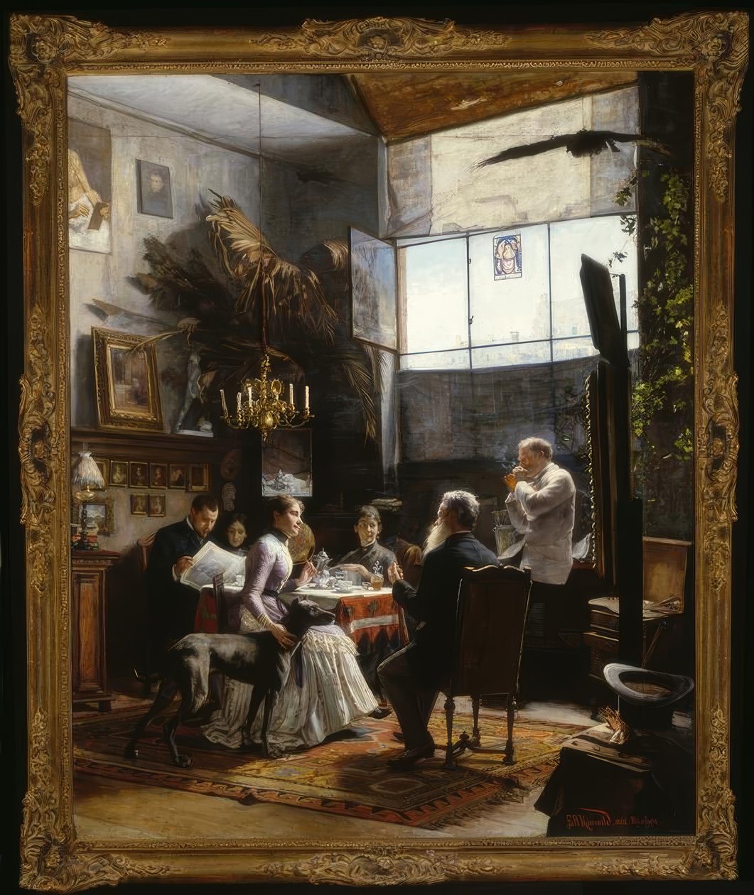 E.Hirschler-Kunwald, I ateljén / målning, 1888 av Ernestine Hirschler Kunwald