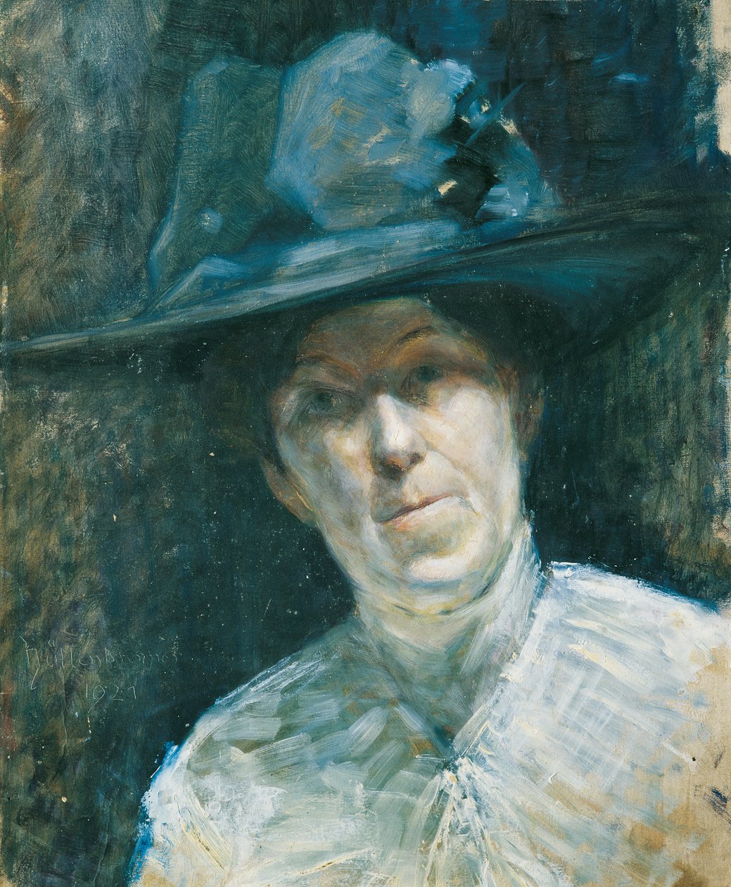 Dam i blå hatt av Ernestine von Hüttenbrenner
