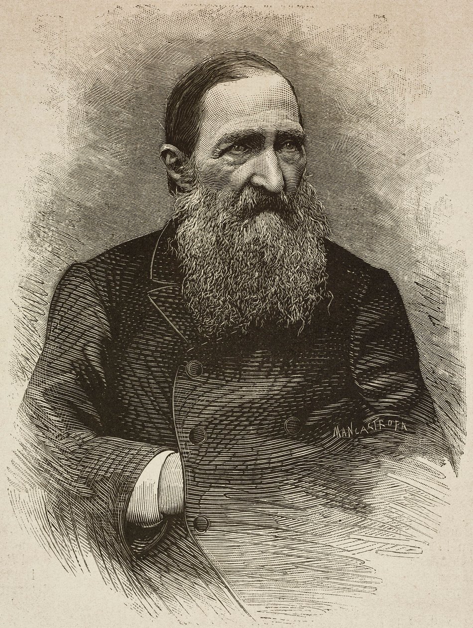 Poeten Jozef Ignacy Kraszewski (1812-1887) i Genève den 19 mars, gravyr av Ernesto Mancastroppa från foto av Romarolo, från L