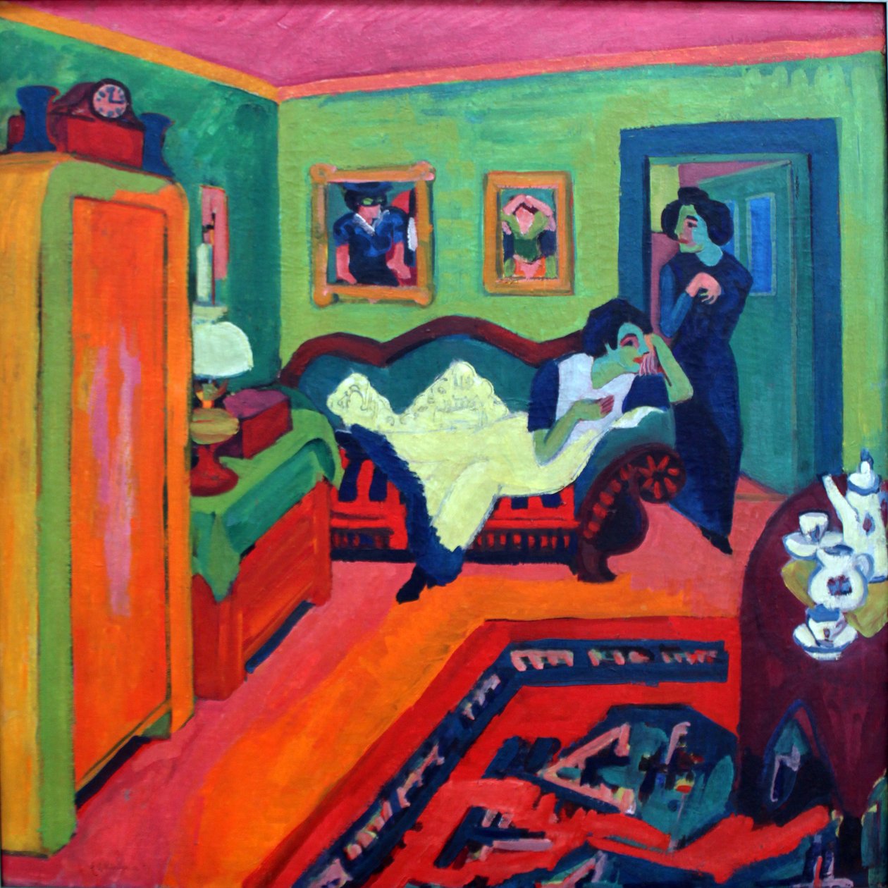  Interieur mit zwei Mädchen av Ernst Ludwig Kirchner