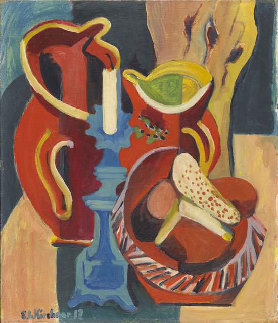  Stilleben mit Krugen und Kerzenn av Ernst Ludwig Kirchner