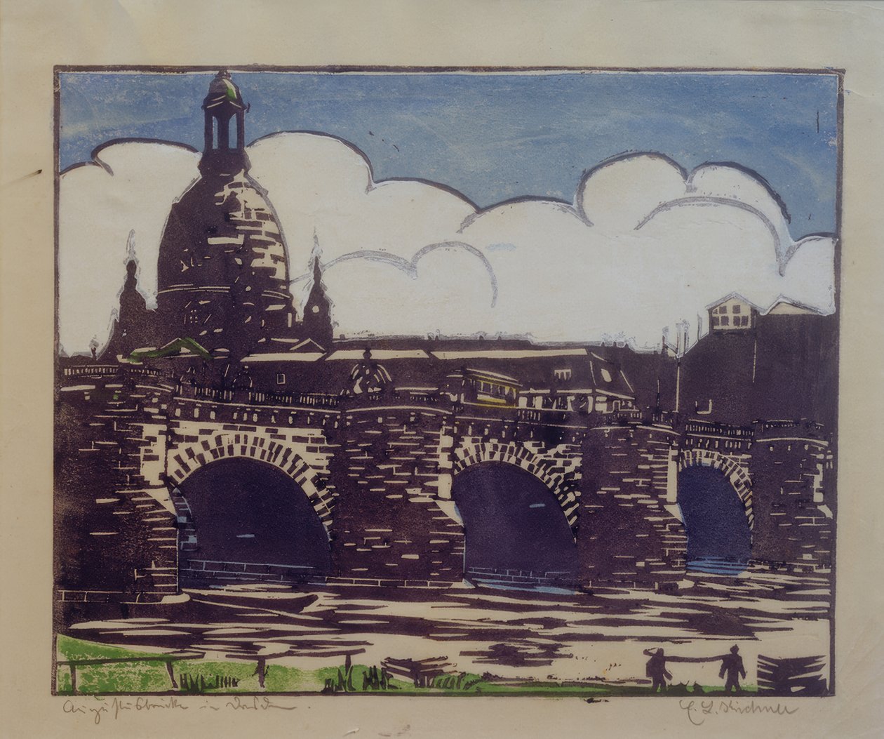 Augustus-bron med Frauenkirche av Ernst Ludwig Kirchner