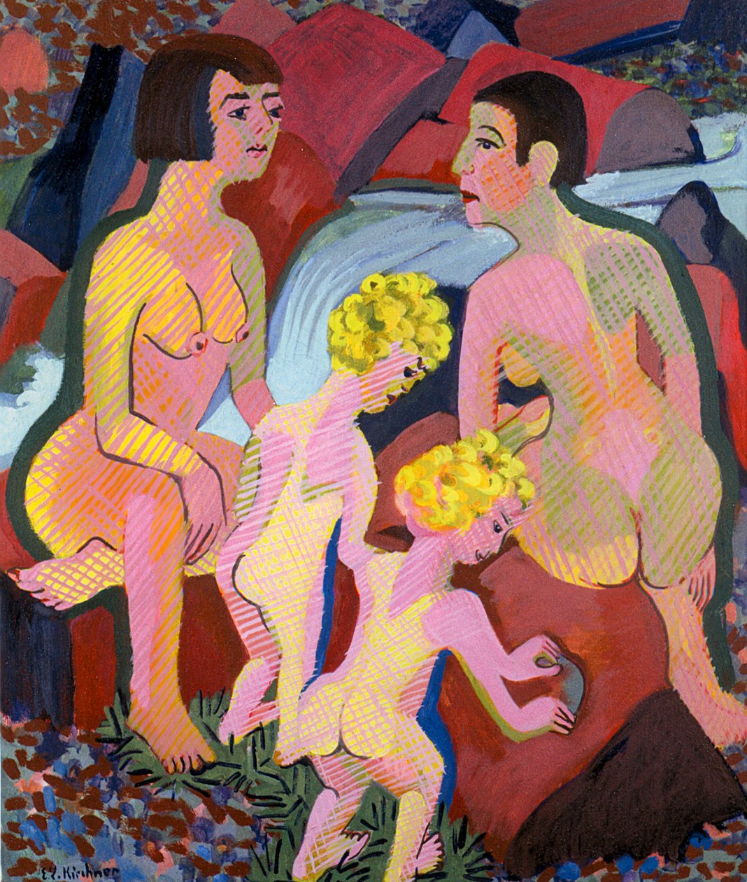 Badende Frauen und Kinder av Ernst Ludwig Kirchner