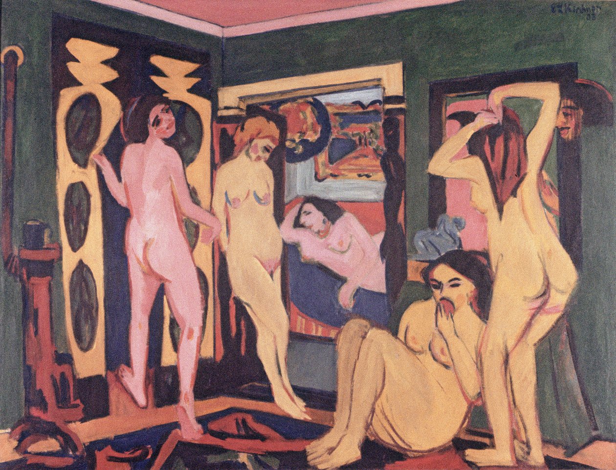 Badande i ett rum, 1908 av Ernst Ludwig Kirchner