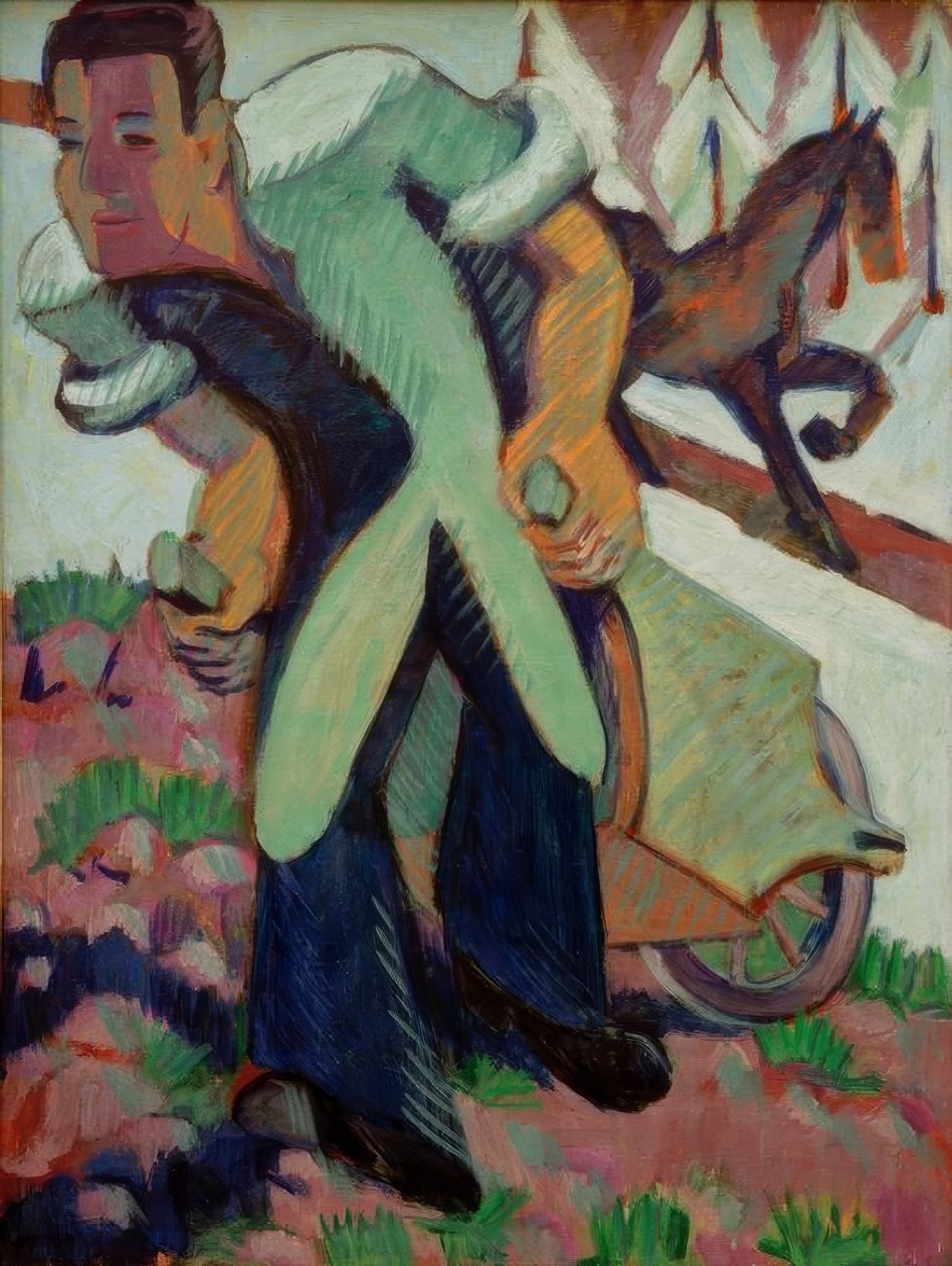 Bonde som drar en skottkärra av Ernst Ludwig Kirchner