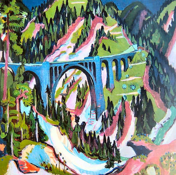 Brücke bei Wiesen av Ernst Ludwig Kirchner
