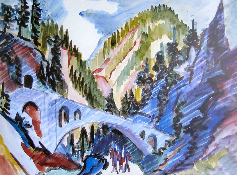 Brücke im Landwassertal av Ernst Ludwig Kirchner