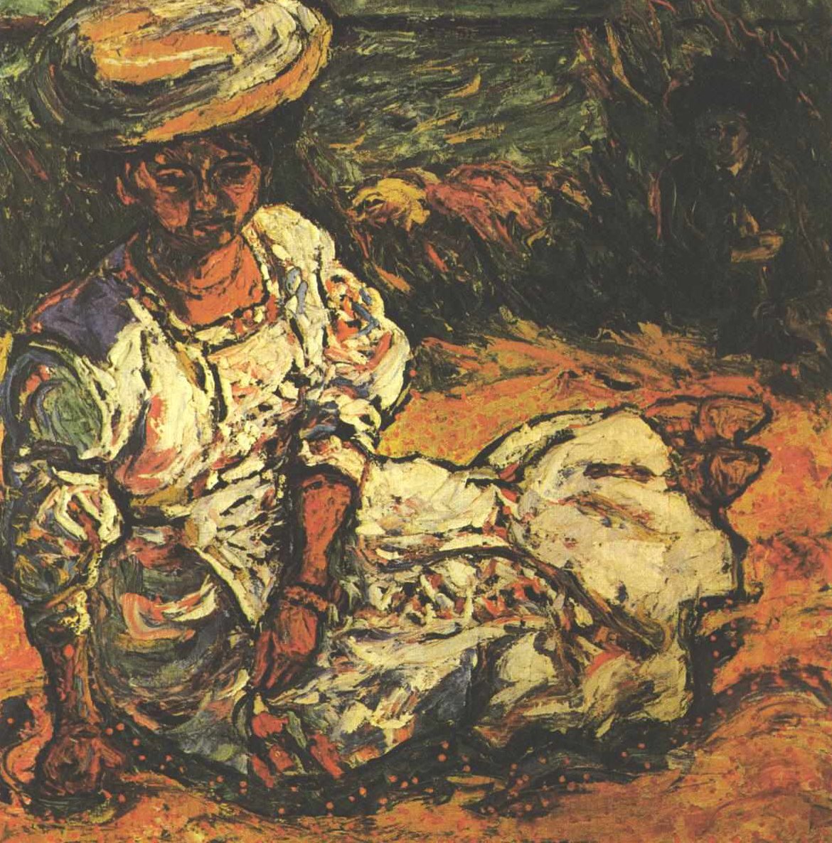Damenbildnis mit weißen Kleid av Ernst Ludwig Kirchner