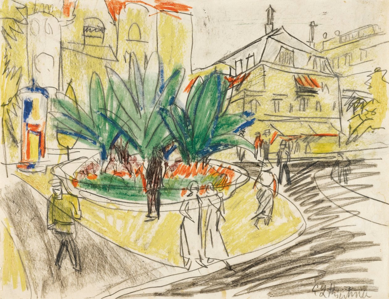 Das Boskett auf dem Albertplatz in Dresden av Ernst Ludwig Kirchner