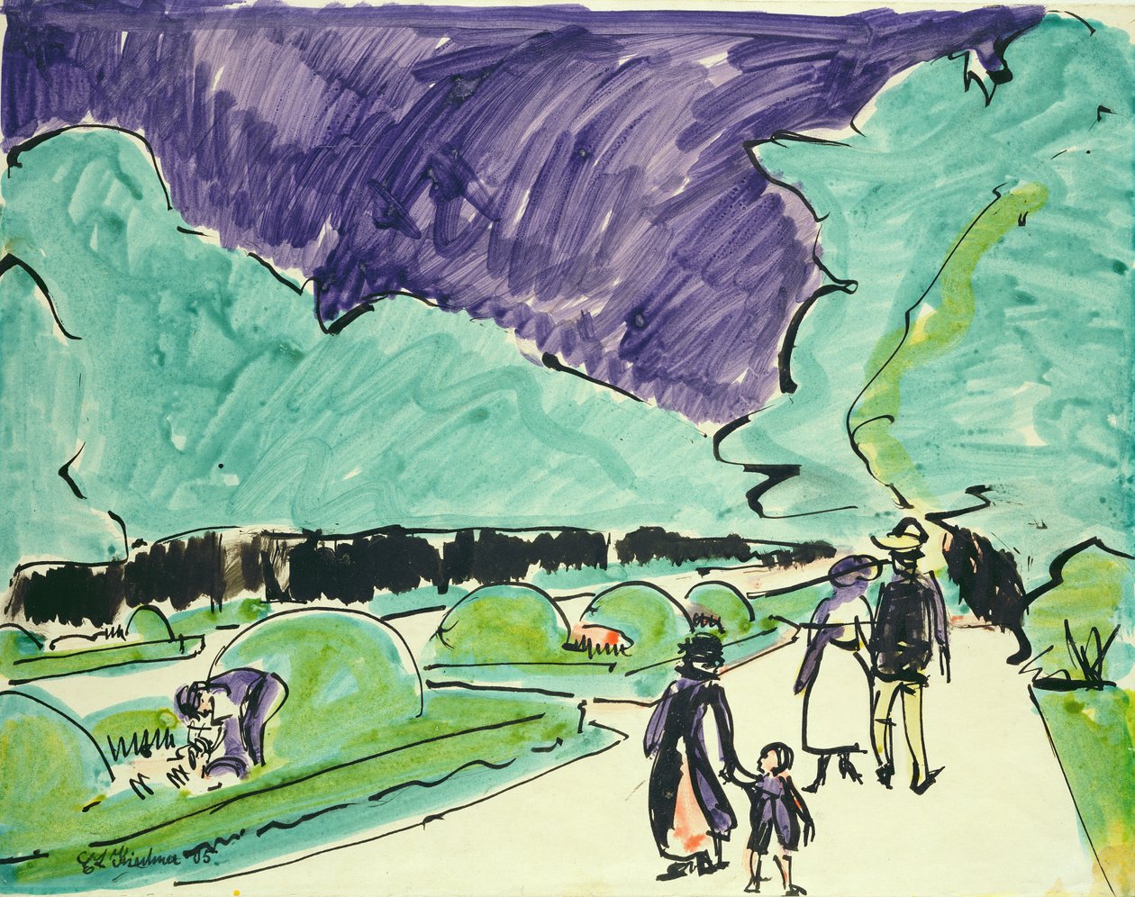 Ingång till en stor trädgård i Dresden, 1905 (penna och bläck och wc på papper) av Ernst Ludwig Kirchner