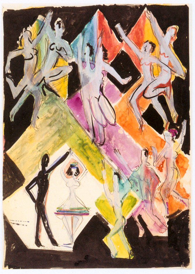 Entwurf zum Wandbild Farbentanz  av Ernst Ludwig Kirchner