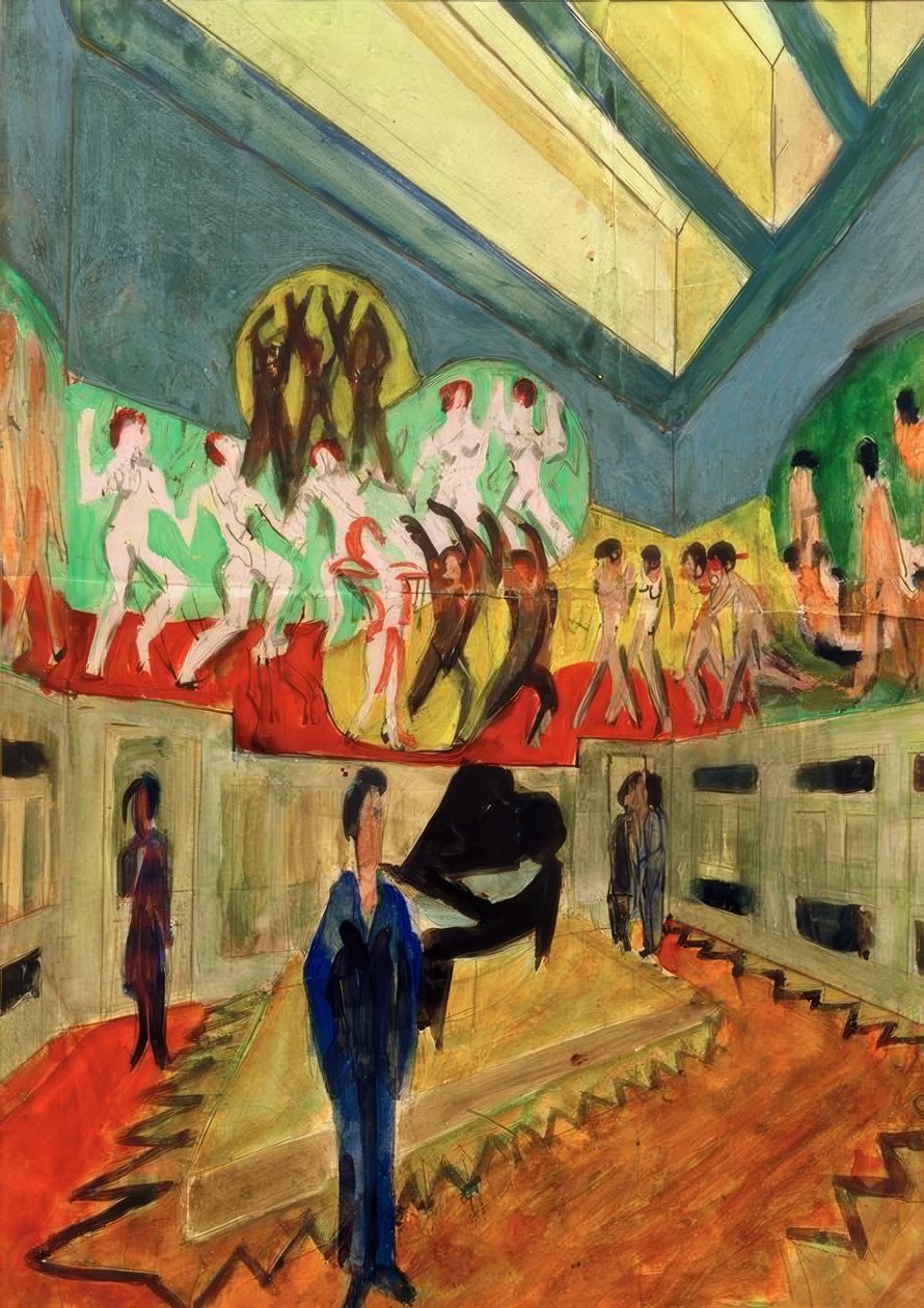 Utkast för att måla väggarna på podiet i balsalen av Ernst Ludwig Kirchner