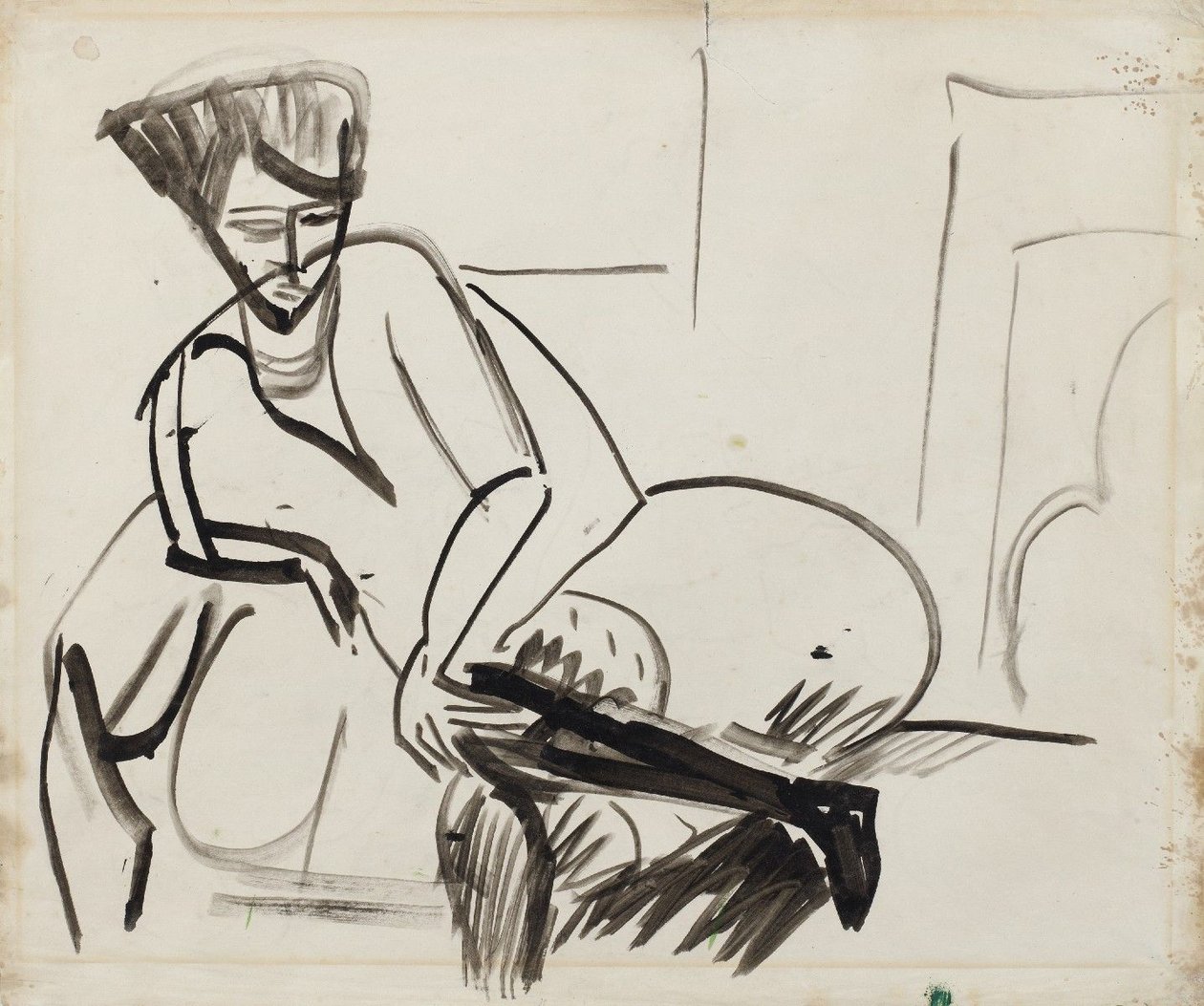 Frau auf dem Sofa av Ernst Ludwig Kirchner