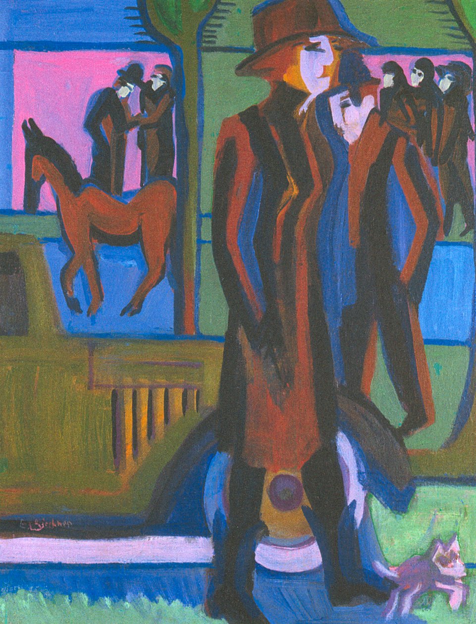 Gehende Dame mit Hündchen av Ernst Ludwig Kirchner