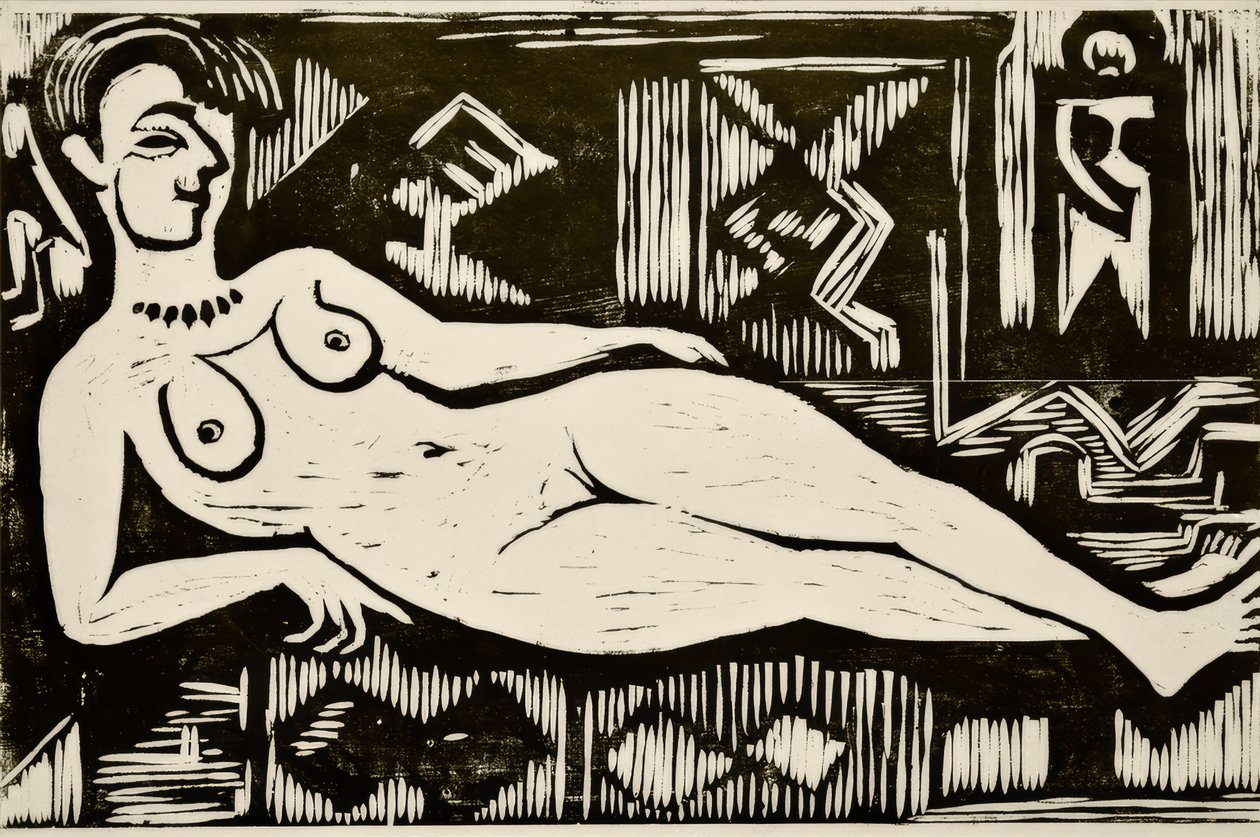 Stor naken kvinna liggande av Ernst Ludwig Kirchner