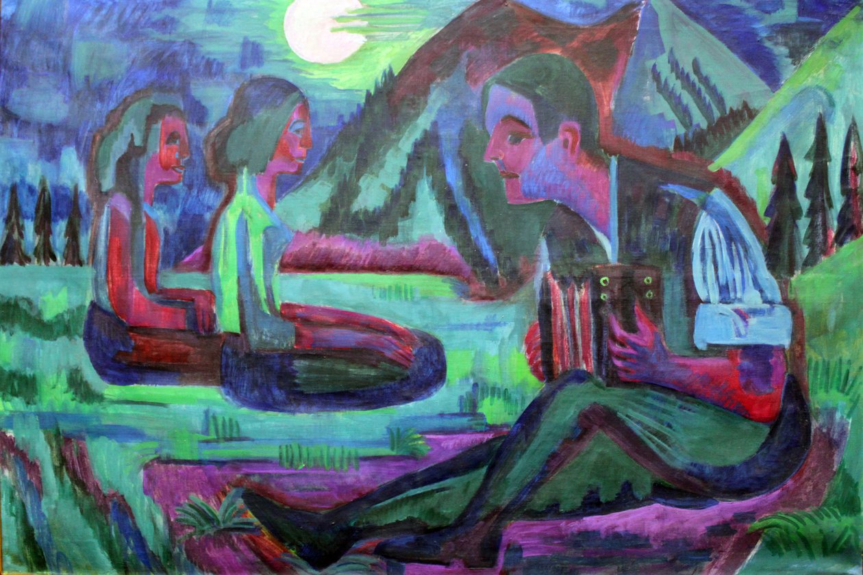 Handorgler in Mondnacht  av Ernst Ludwig Kirchner
